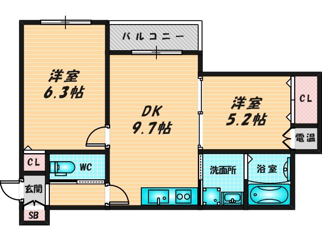 新婚さんにピッタリ。使いやすいゆったりとした間取り。 