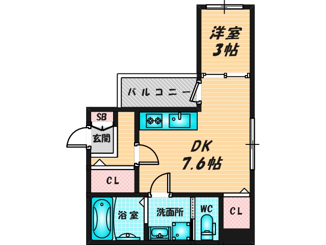 ゆったりくつろげる単身さん向けの間取り。 