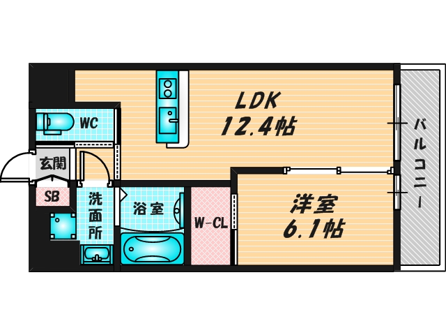 広いリビングが特徴のお部屋です。 