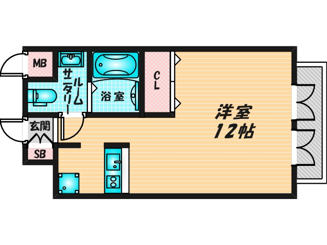 シンプルな単身さん向きのマンションです。 