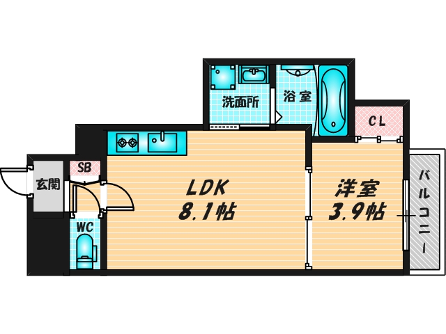 ゆったりくつろげる単身さん向けの間取り。 