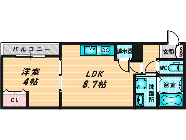 ゆったりくつろげる単身さん向けの間取り。 
