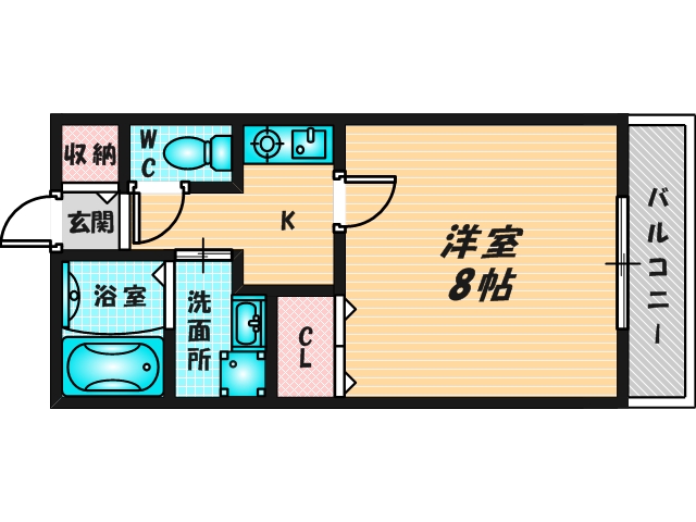 バス・トイレがセパレート、収納がある住みやすい間取りです。 