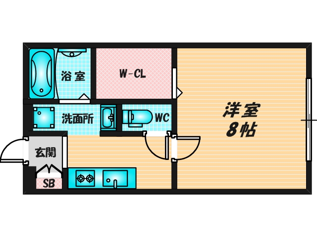 バス・トイレがセパレート、収納がある住みやすい間取りです。 