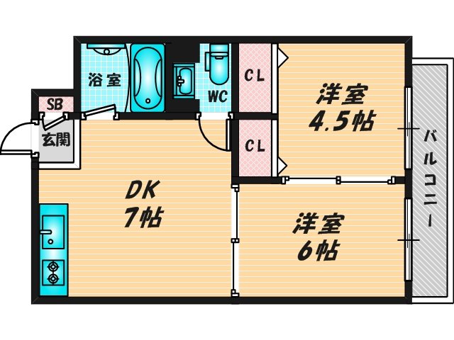 新婚さんにピッタリ。使いやすいゆったりとした間取り。 