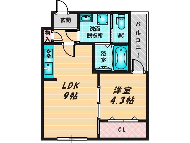 バス・トイレがセパレート、収納がある住みやすい間取りです。 