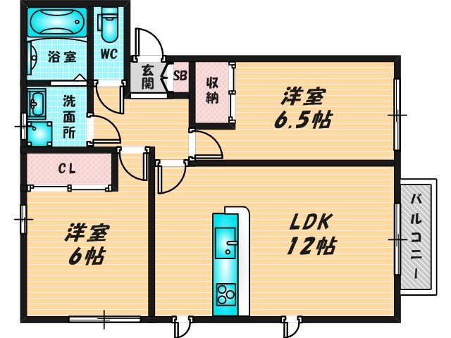 新婚さんにピッタリ。使いやすいゆったりとした間取り。 