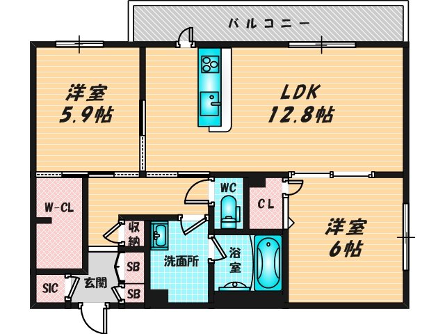 新婚さんにピッタリ。使いやすいゆったりとした間取り。 
