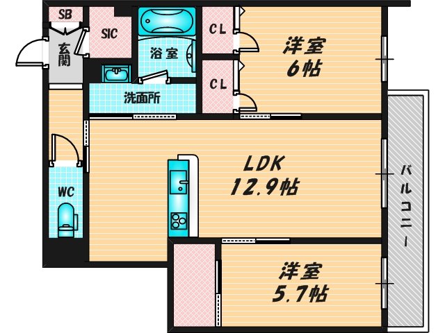 新婚さんにピッタリ。使いやすいゆったりとした間取り。 