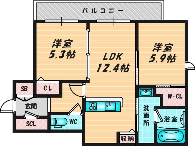 新婚さんにピッタリ。使いやすいゆったりとした間取り。  