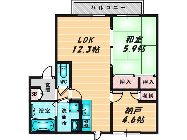 ゆったりくつろげる単身さん向けの間取り。 