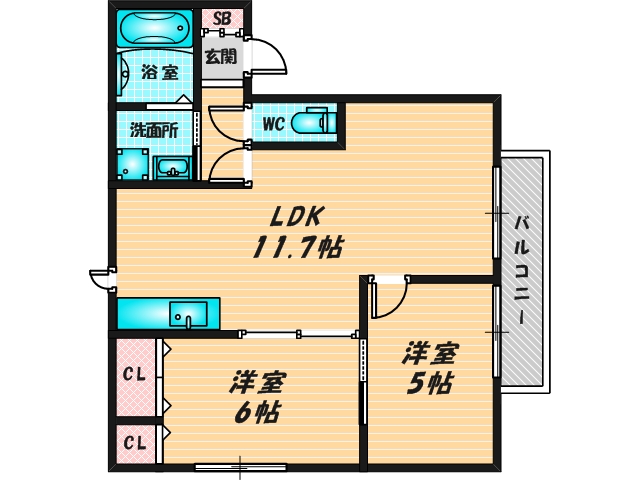 新婚さんにピッタリ。使いやすいゆったりとした間取り。 
