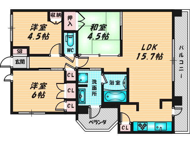 新婚さんにピッタリ。使いやすいゆったりとした間取り。 