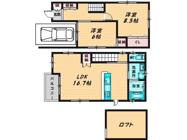 新婚さんにピッタリ。使いやすいゆったりとした間取り。 