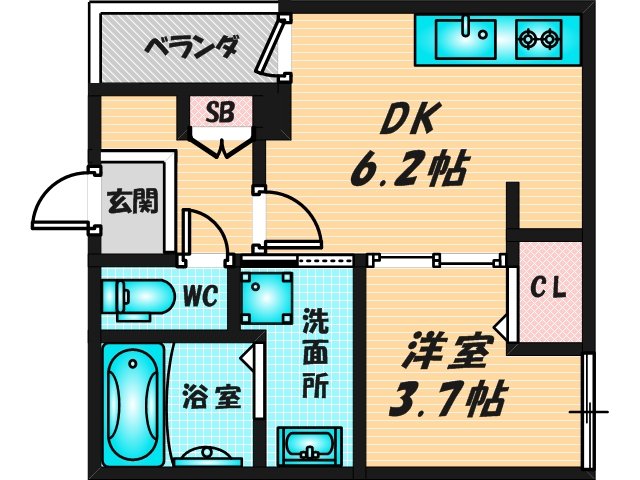 ゆったりくつろげる単身さん向けの間取り。 