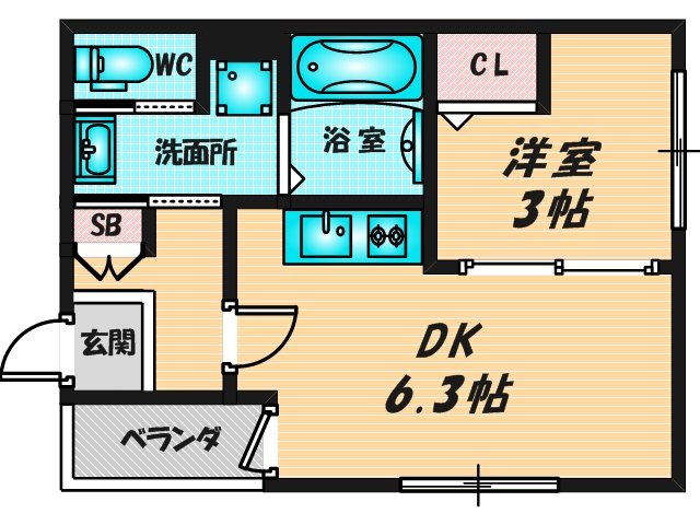 ゆったりくつろげる単身さん向けの間取り。 