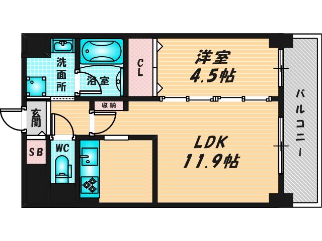 バス・トイレがセパレート、収納がある住みやすい間取りです。 
