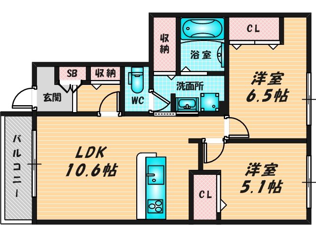 新婚さんにピッタリ。使いやすいゆったりとした間取り。 