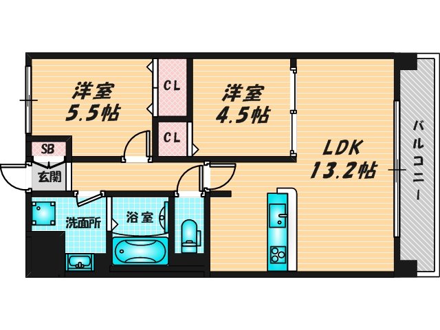 新婚さんにピッタリ。使いやすいゆったりとした間取り。 