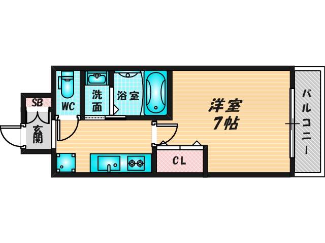 ゆったりくつろげる単身さん向けの間取り。 