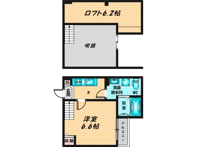 バス・トイレがセパレート、収納がある住みやすい間取りです。 