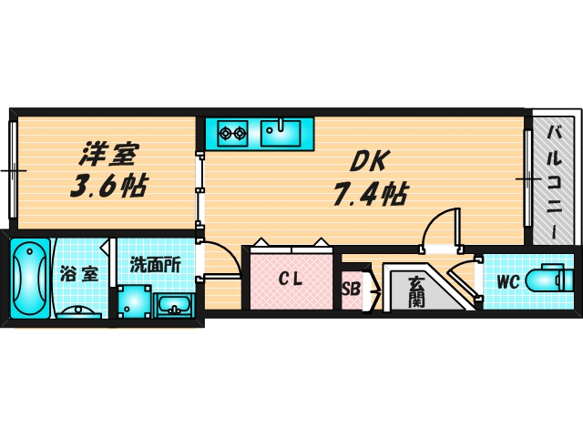 ゆったりくつろげる単身さん向けの間取り。 