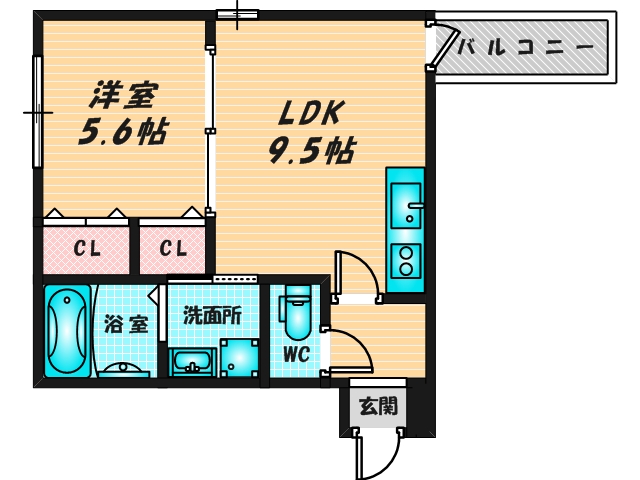 ゆったりくつろげる単身さん向けの間取り。 