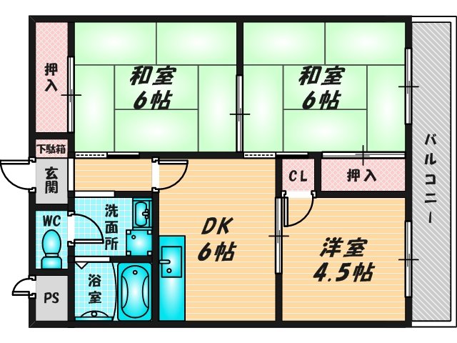 バス・トイレがセパレート、収納がある住みやすい間取りです。 
