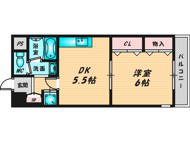 バス・トイレがセパレート、収納がある住みやすい間取りです。 
