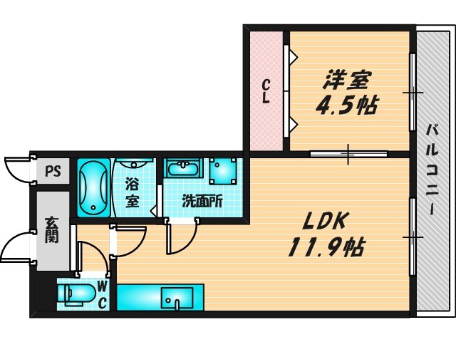 バス・トイレがセパレート、収納がある住みやすい間取りです。 
