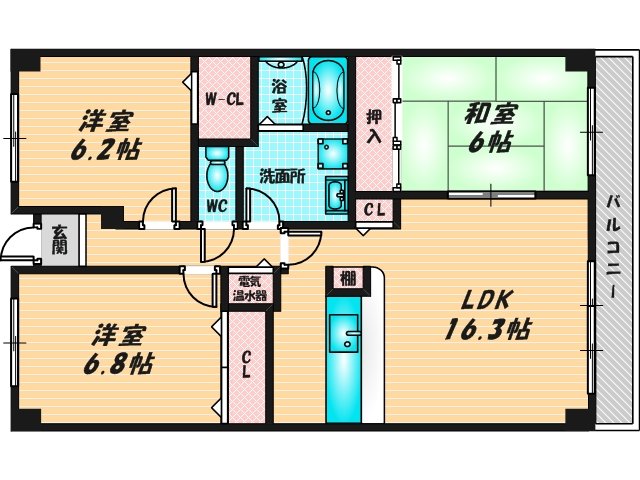 ペットが飼え、広くてファミリーでくつろげる間取です。 
