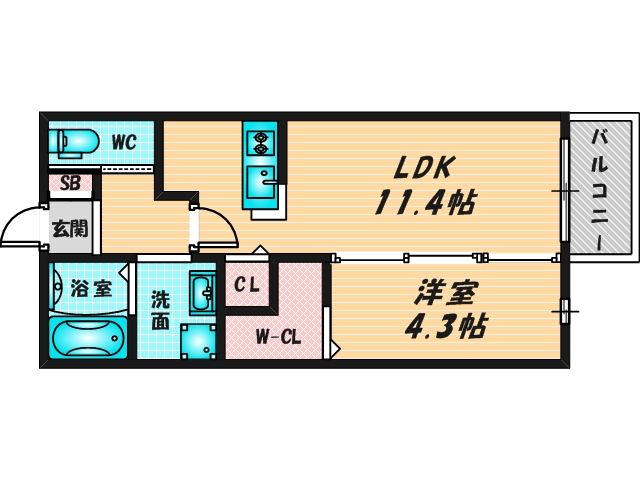 バス・トイレがセパレート、収納がある住みやすい間取りです。 