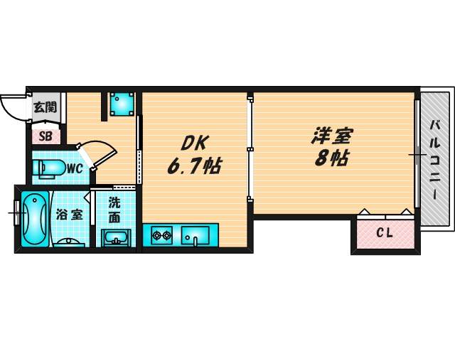 バス・トイレがセパレート、収納がある住みやすい間取りです。 