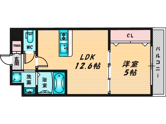 広いリビングが特徴のお部屋です。 