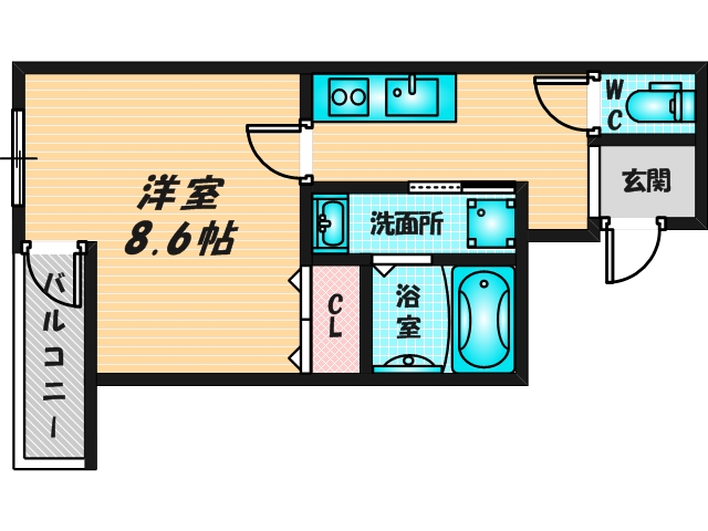 ゆったりくつろげる単身さん向けの間取り。 