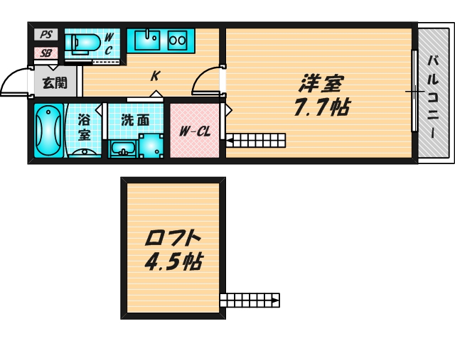 バス・トイレがセパレート、収納がある住みやすい間取りです。 