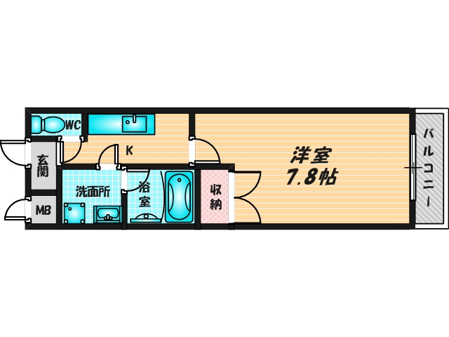 バス・トイレがセパレート、収納がある住みやすい間取りです。 