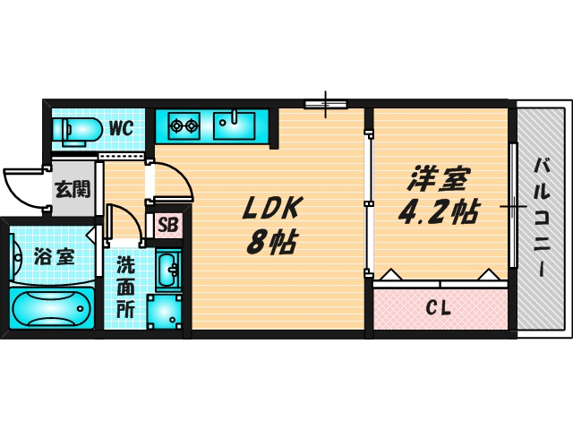 ゆったりくつろげる単身さん向けの間取り。
