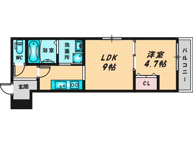 ゆったりくつろげる単身さん向けの間取り。 