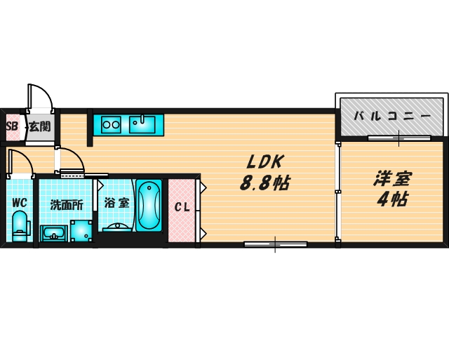 バス・トイレがセパレート、収納がある住みやすい間取りです。 