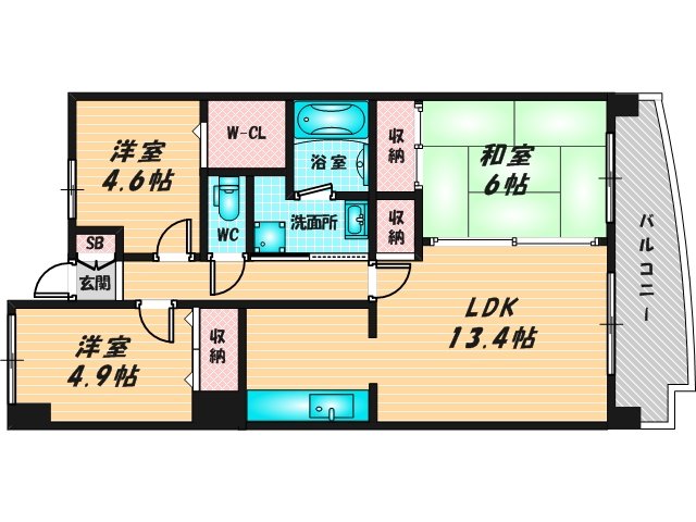 広いリビングが特徴のお部屋です。  