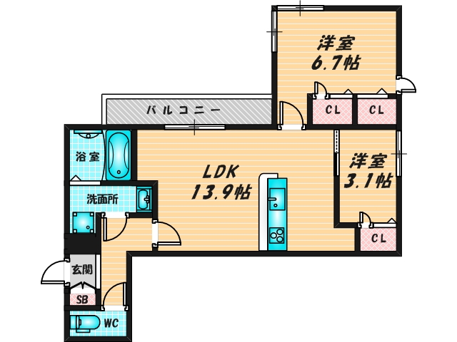新婚さんにピッタリ。使いやすいゆったりとした間取り。 