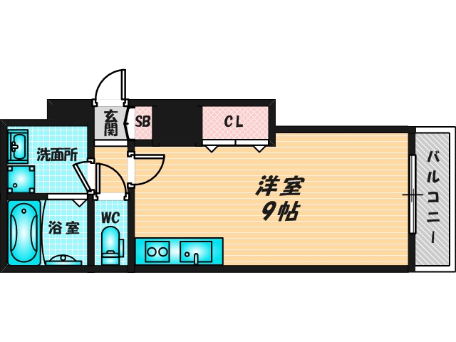 ゆったりくつろげる単身さん向けの間取り。 