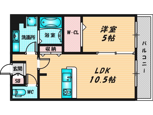 ゆったりくつろげる単身さん向けの間取り。 