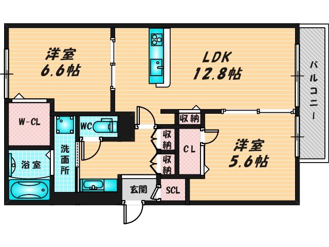 新婚さんにピッタリ。使いやすいゆったりとした間取り。 