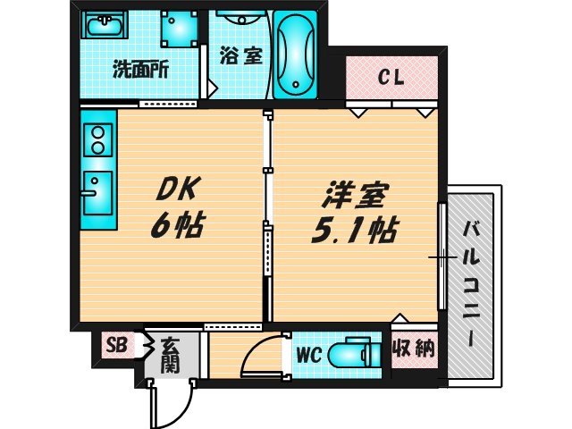 ゆったりくつろげる単身さん向けの間取り。 