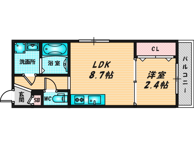 ゆったりくつろげる単身さん向けの間取り。 