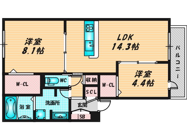 新婚さんにピッタリ。使いやすいゆったりとした間取り。 