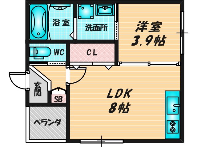 ゆったりくつろげる単身さん向けの間取り。 