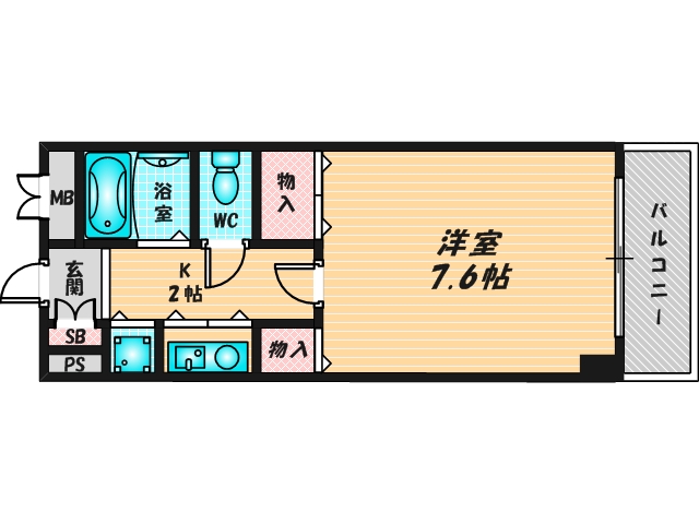 バス・トイレがセパレート、収納がある住みやすい間取りです。
